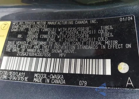 2004 Lexus Rx 330 from USA, damaged, VIN 2T2GA31UX4C007656